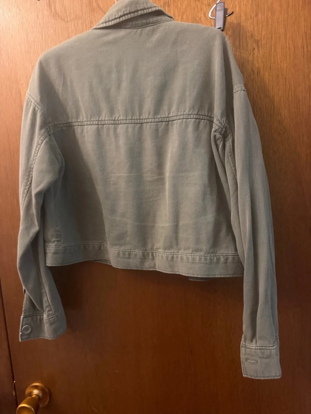 Old Navy Cropped Jean Jacket in Light Sage - Picture 5 of 5